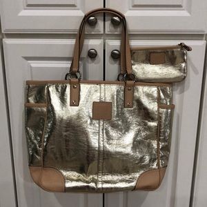 Coach metallic gold tote bag